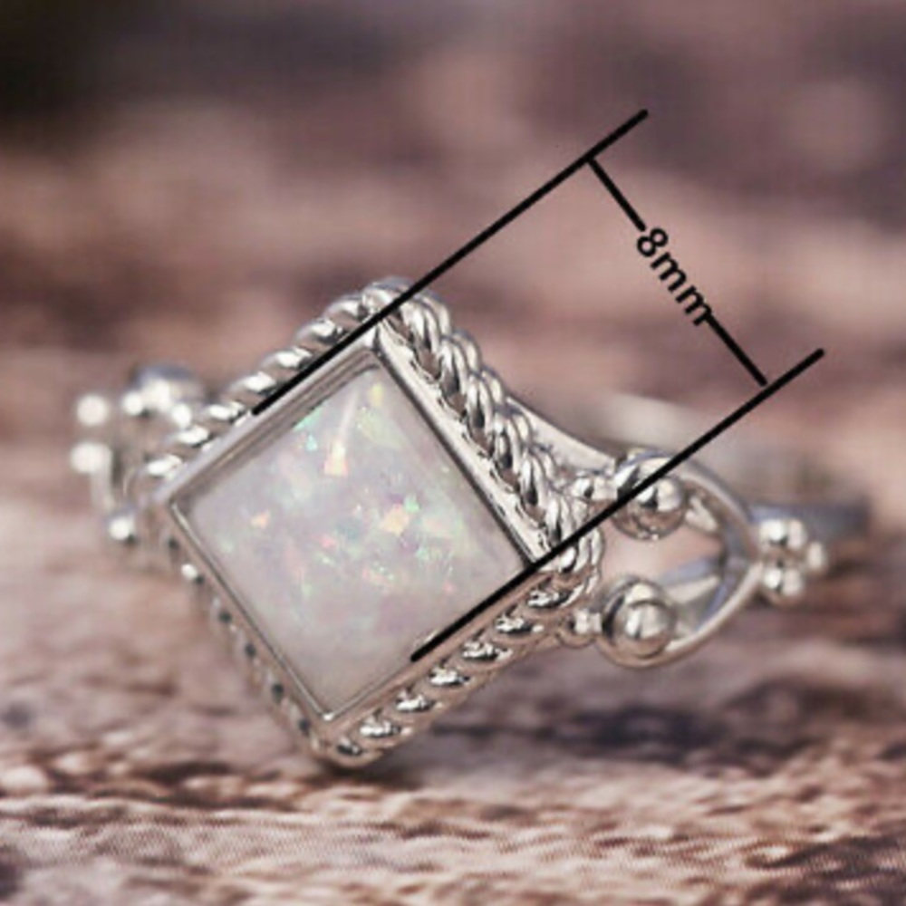 NEW 925 Sterling Silver Opal Stone Ring - Picture 5 of 7